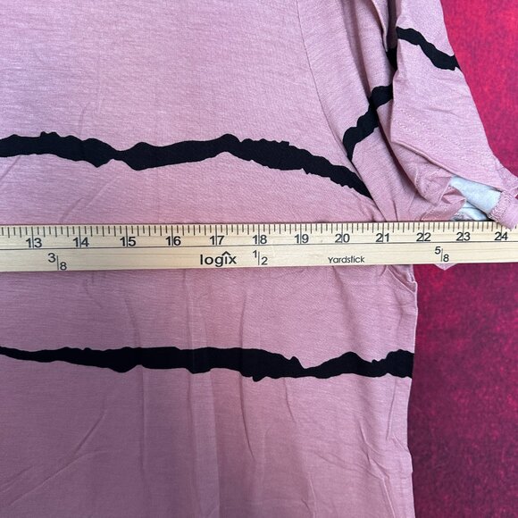 DILIUXING PINK STRIPED WOMEN SHIRT/TUNIC TOP, RUFFLE SHORT SLEEVE, 3XL - Picture 8 of 11